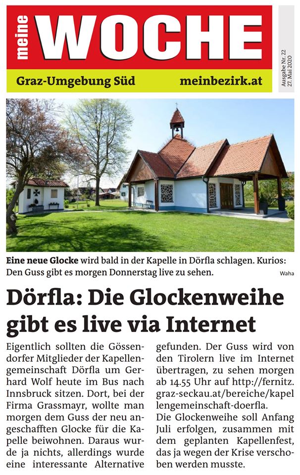 Glockenguss für die Kapelle Dörfla