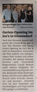 Gastgarten-Eröffnung Joe’s