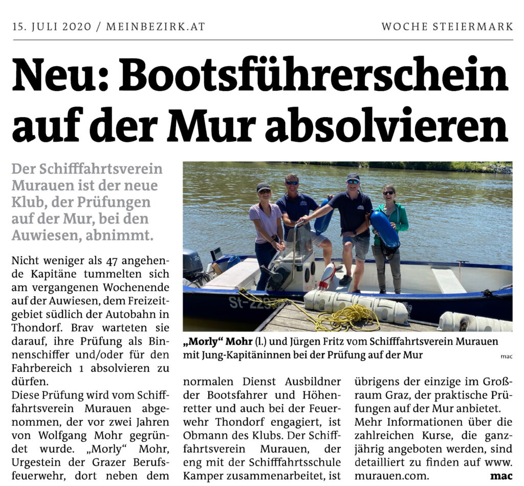 Bootsführerschein auf der Mur und in Thondorf