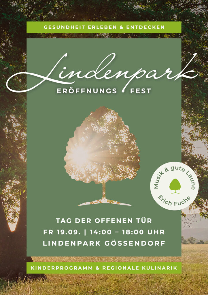 SAVE THE DATE 19.9. – Lindenpark Eröffnungsfeier – Gesundheitszentrum Gössendorf Tag der offenen Tür