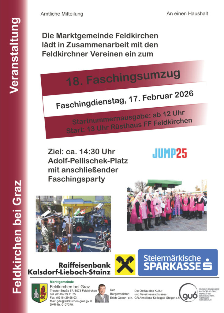 Alles Fasching – Terminübersicht 2026 Graz-Umgebung Süd