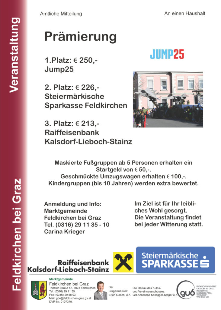 Alles Fasching – Terminübersicht 2026 Graz-Umgebung Süd