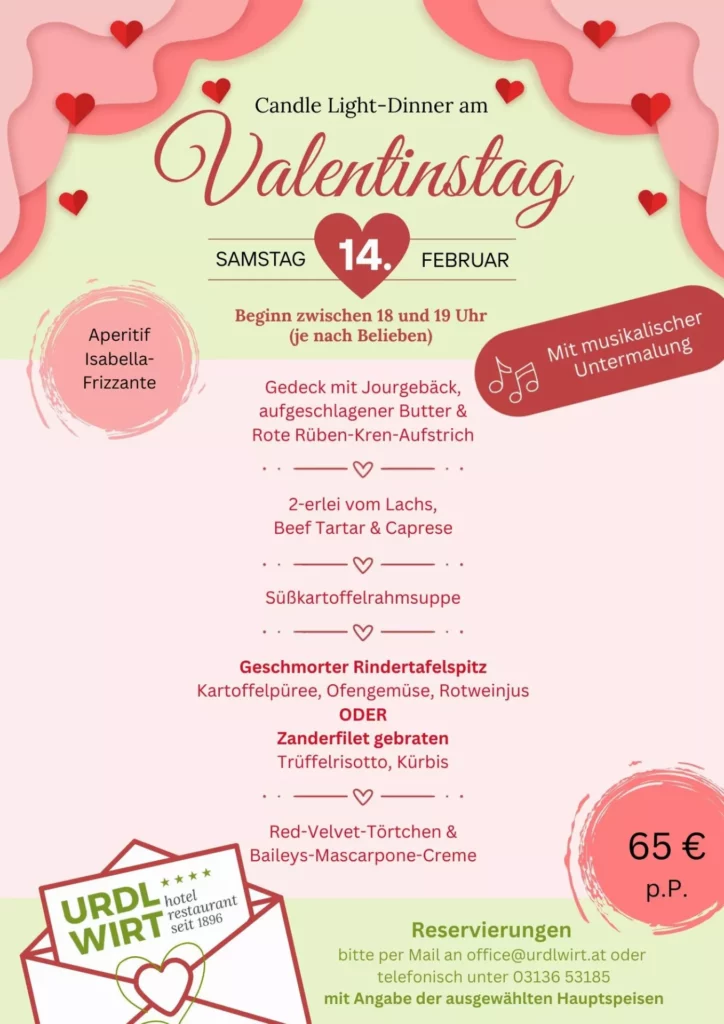 Valentinstag & Heringsschmaus 2026 – Romantische Dinner und mehr in der Region GU-Süd