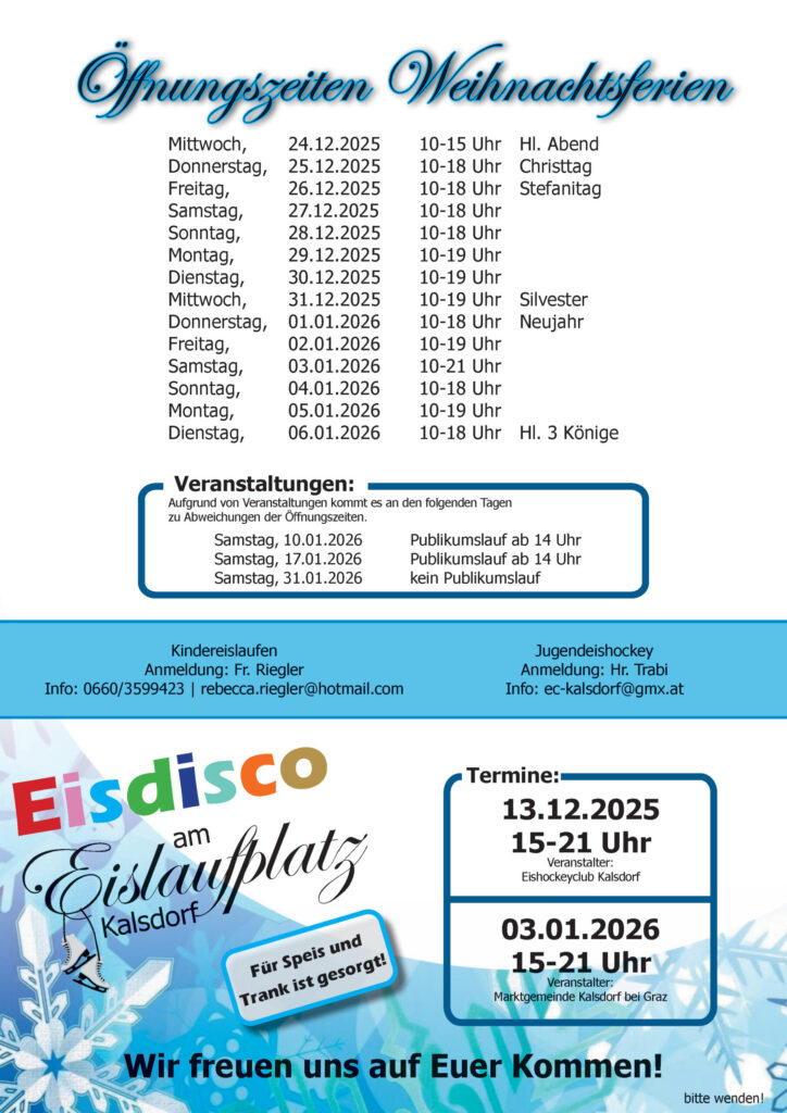 Erstes Adventwochenende: Christkindlmärkte, Konzerte, Eislaufstarts und mehr in Gössendorf, Fernitz-Mellach, Raaba, Kalsdorf und Umgebung