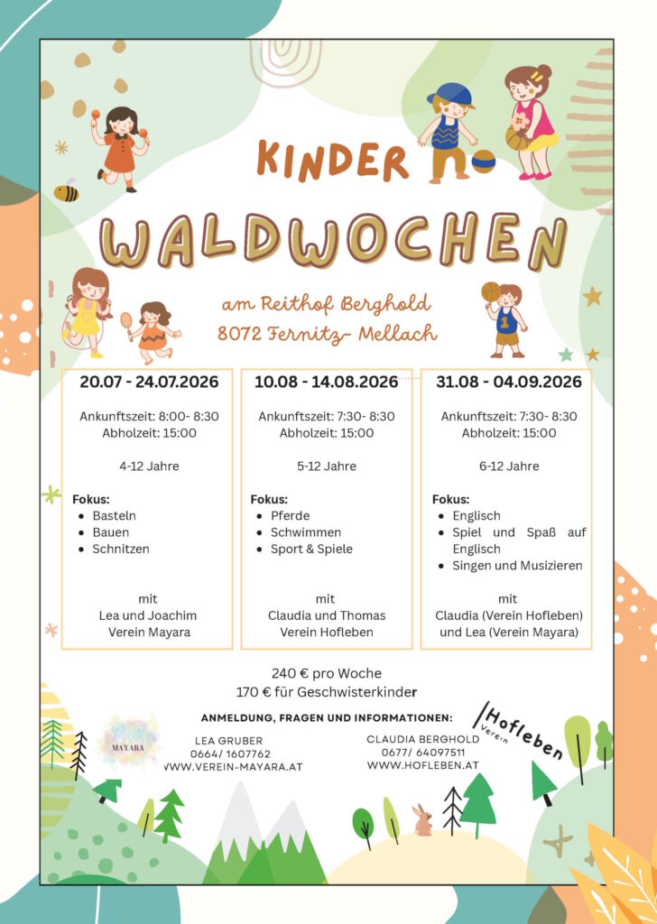 Sommercamps 2026 in Gössendorf, Hausmannstätten, Kalsdorf, Fernitz-Mellach Raaba-Grambach und Umgebung