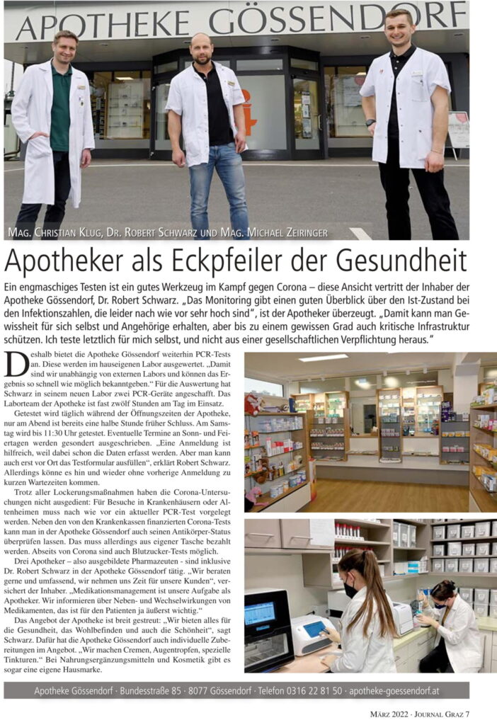 Journal Graz März 2022 – Apotheke Gössendorf Testangebot
