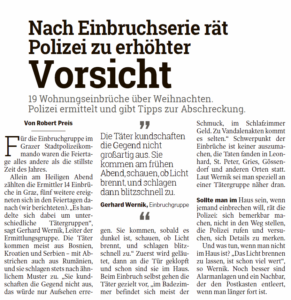 Nach Einbruchserie rät Polizei zu erhöhter Vorsicht