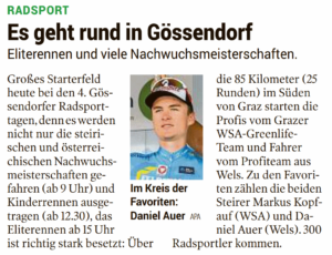 Kleine Zeitung 18.06. – Rad GP Gössendorf
