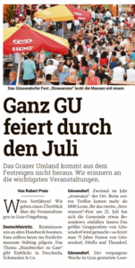 Kleine Zeitung 16.07. – Kulturverein Gössendorf Lesesommer und Strawanzen Foto Ankündigung