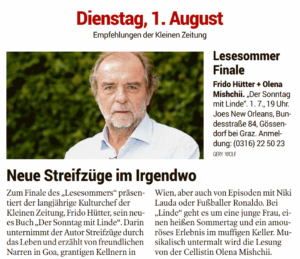 Kleine Zeitung 01.08. – Kulturverein Gössendorf – Frido Hütter