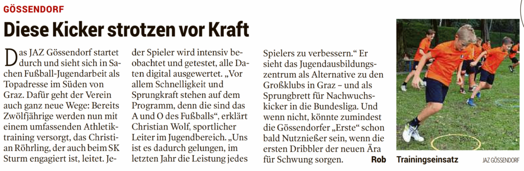 Kleine Zeitung 24.09. – SV Gössendorf Jugend Kicker
