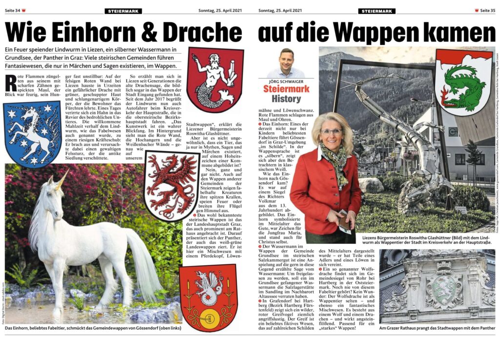 Kronen Zeitung 25. April – Einhorn Wappen Gössendorf