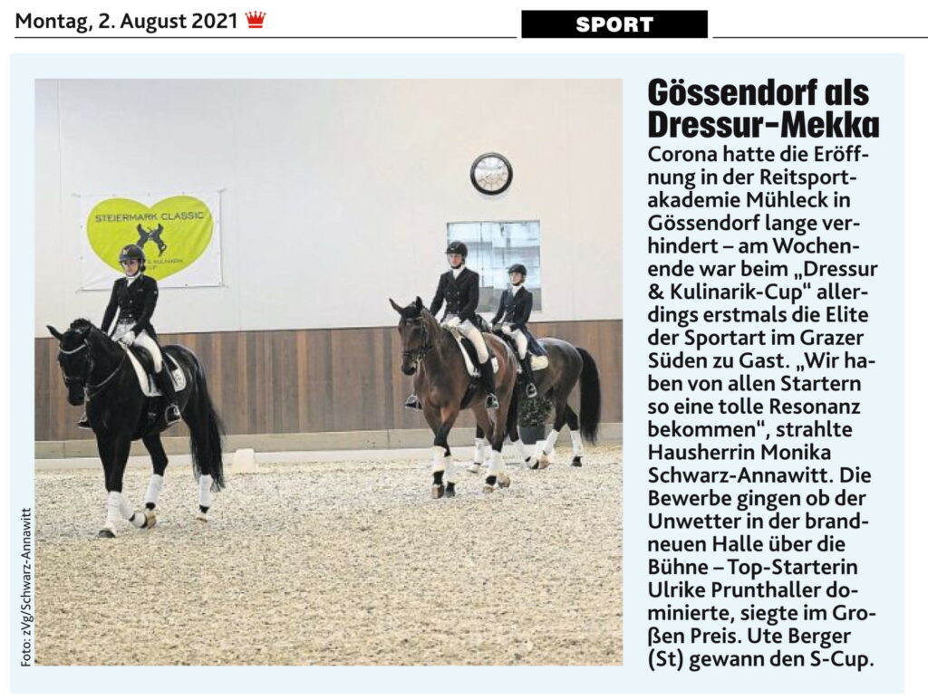 Dressur- und Kulinarik-Cup in der Reitsportakademie Mühleck