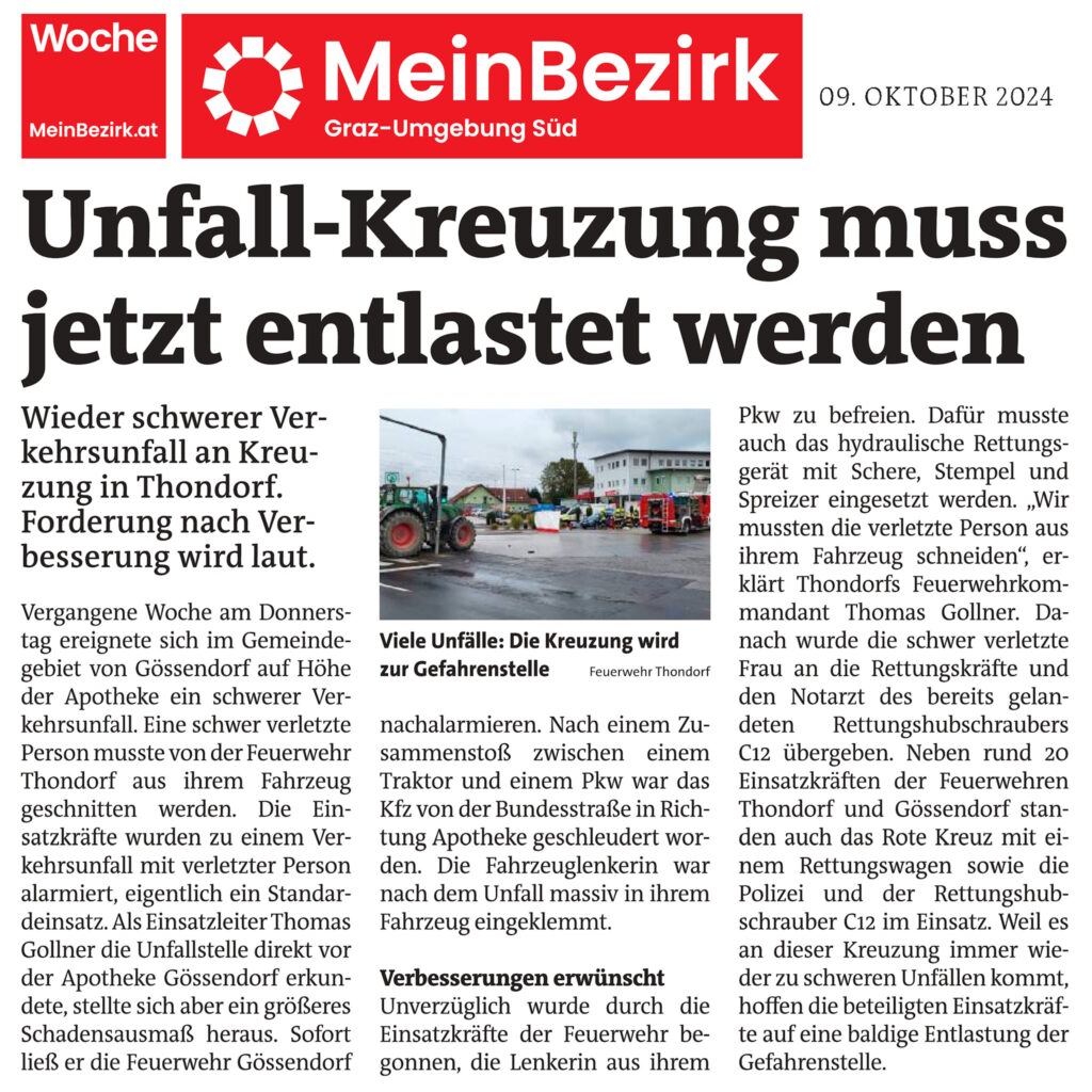 Schwerer Unfall an der Dörfla-Kreuzung