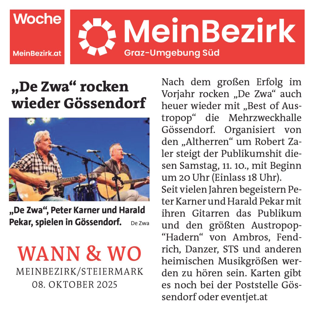 „De Zwa“ rocken wieder Gössendorf