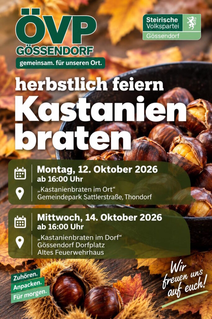Veranstaltungen Herbstübersicht Gössendorf, Fernitz-Mellach, Hausmannstätten, Vasoldsberg, Raaba-Grambach & Hart bei Graz sowie Umgebung