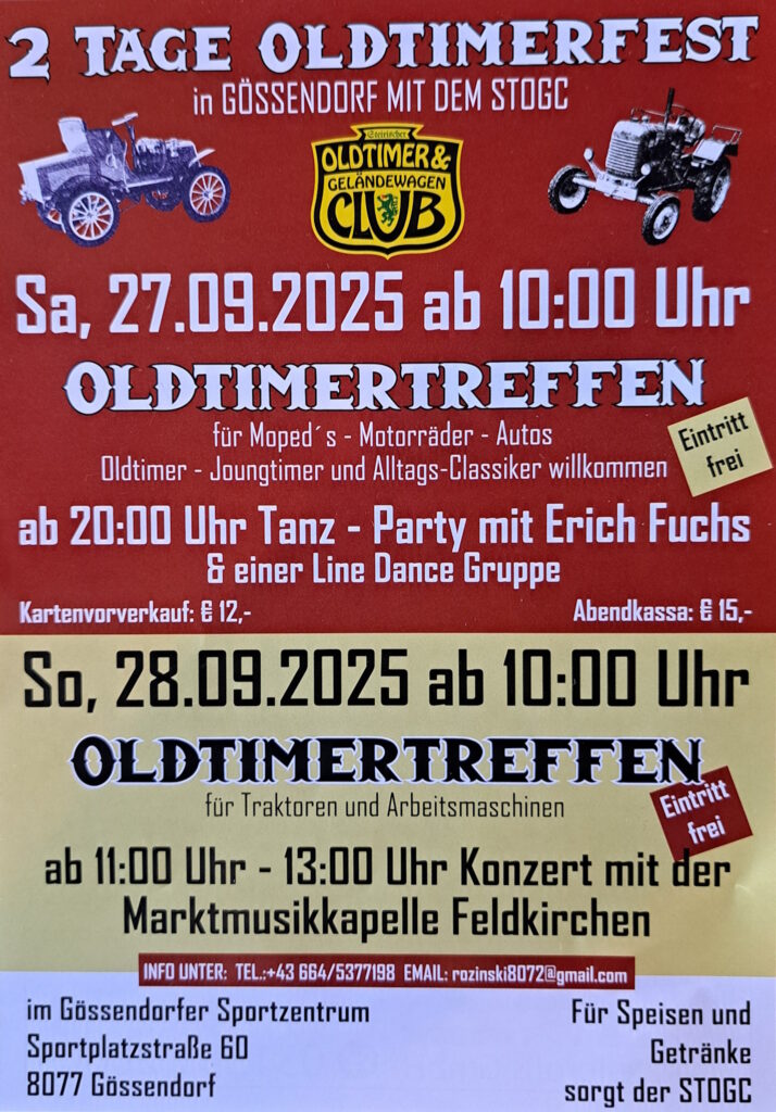 Viel los von 5. bis 7. September – 25 Tipps für Feste, Sport, Kultur & mehr rund um Gössendorf und Fernitz-Mellach