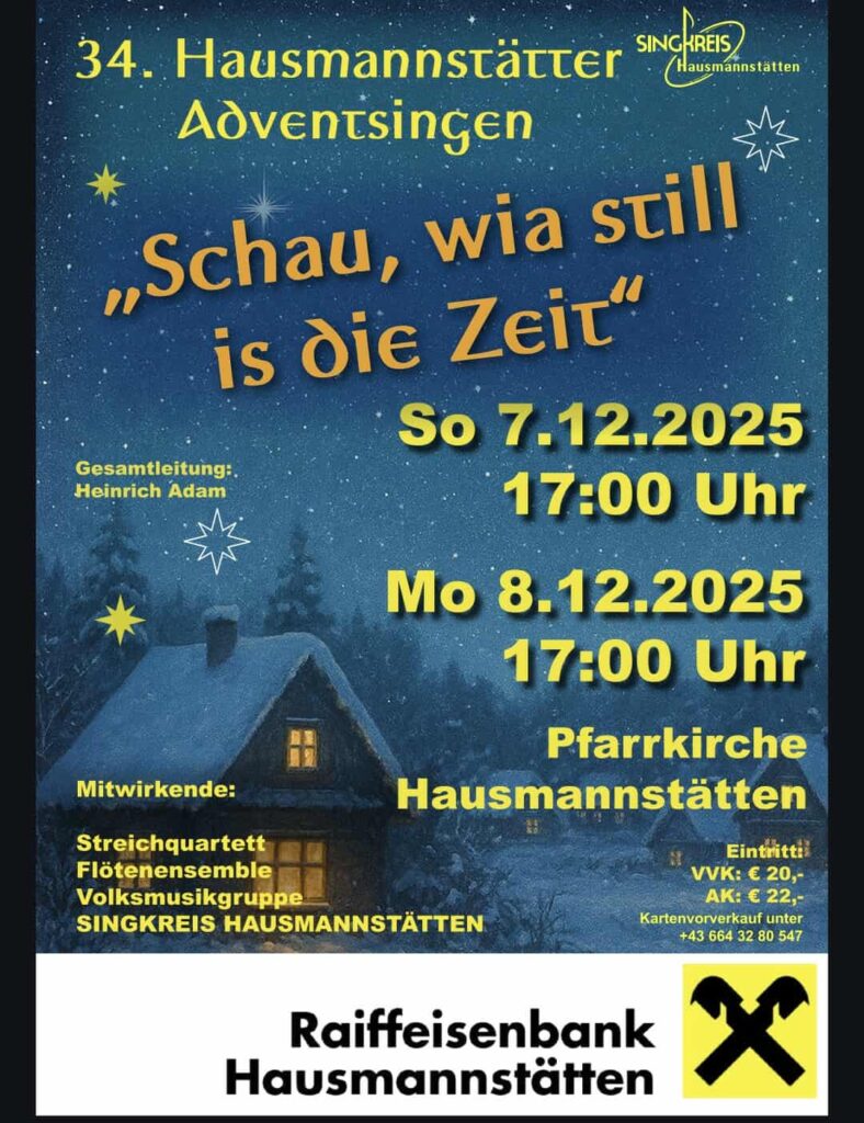Erstes Adventwochenende: Christkindlmärkte, Konzerte, Eislaufstarts und mehr in Gössendorf, Fernitz-Mellach, Raaba, Kalsdorf und Umgebung