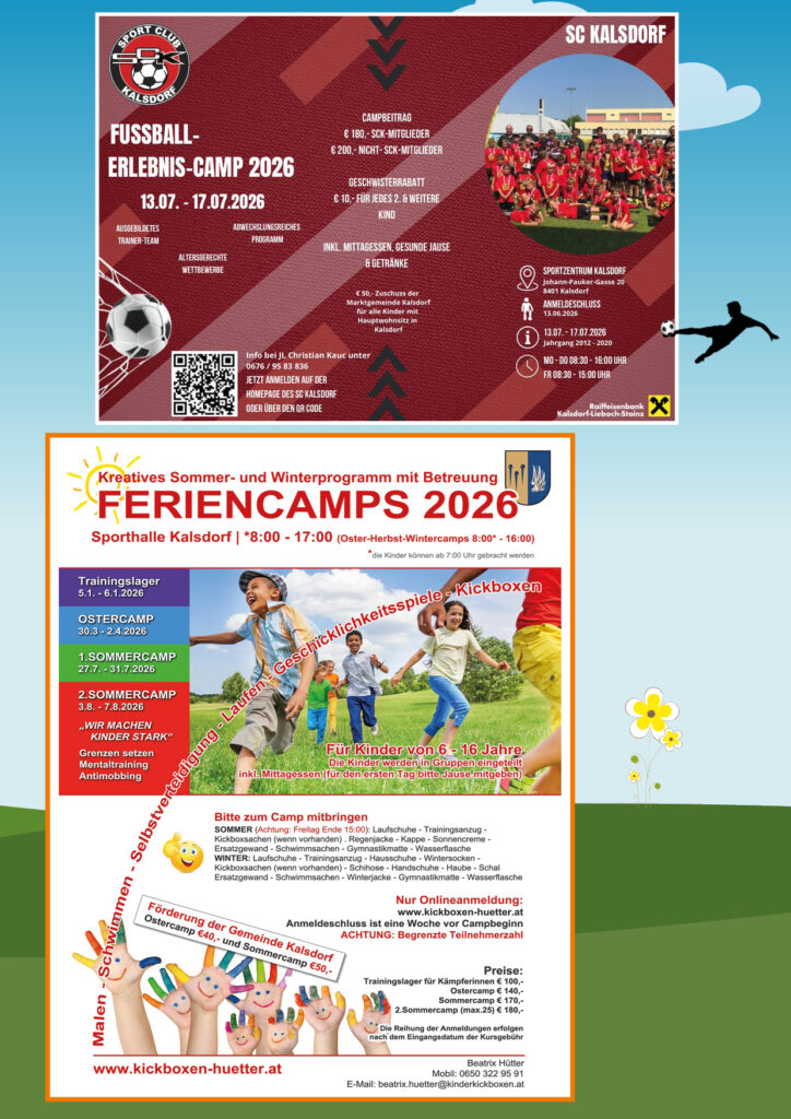 Sommercamps 2026 in Gössendorf, Hausmannstätten, Kalsdorf, Fernitz-Mellach Raaba-Grambach und Umgebung