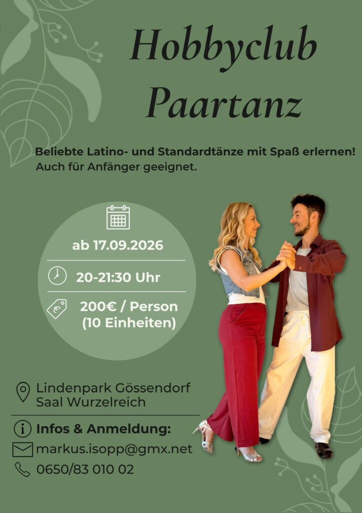 Fünf neue Tanzkurse für Jung bis Alt ab Mitte September im Lindenpark Gössendorf