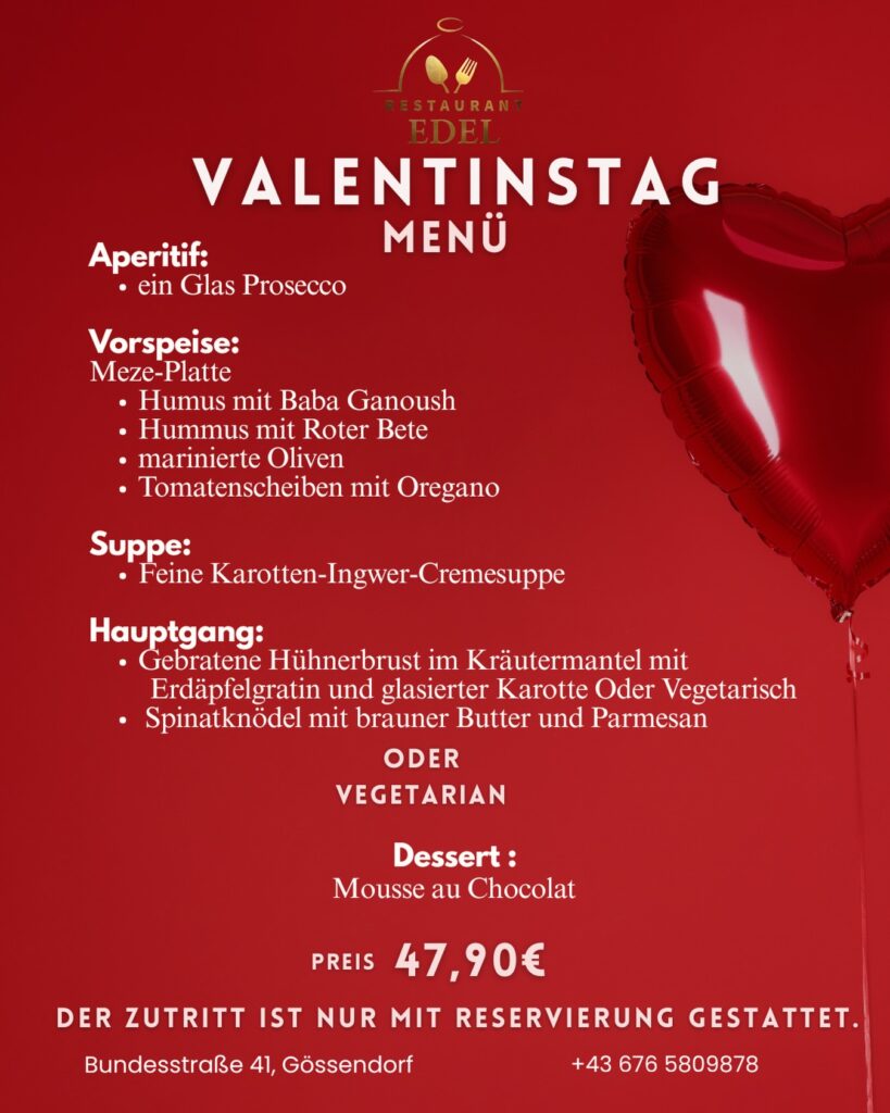 Valentinstag & Heringsschmaus 2026 – Romantische Dinner und mehr in der Region GU-Süd