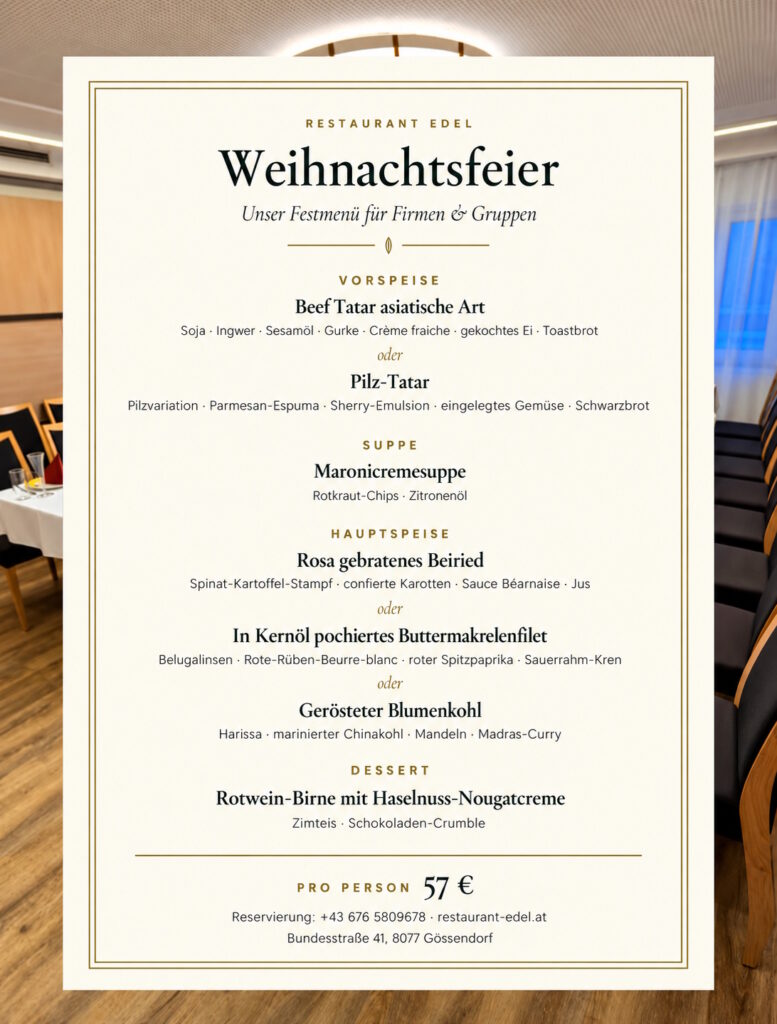 Wild-Tage im Restaurant Edel – und jetzt schon die Weihnachtsfeier planen
