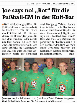 Joe says no! „Rot“ für die Fußball-EM in der Kult-Bar