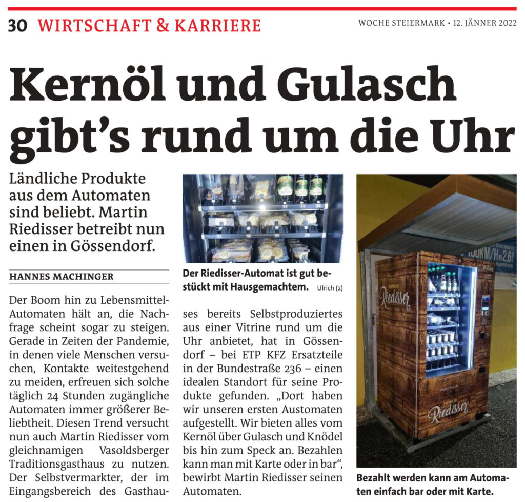 Lebensmittelautomat der Familie Riedisser