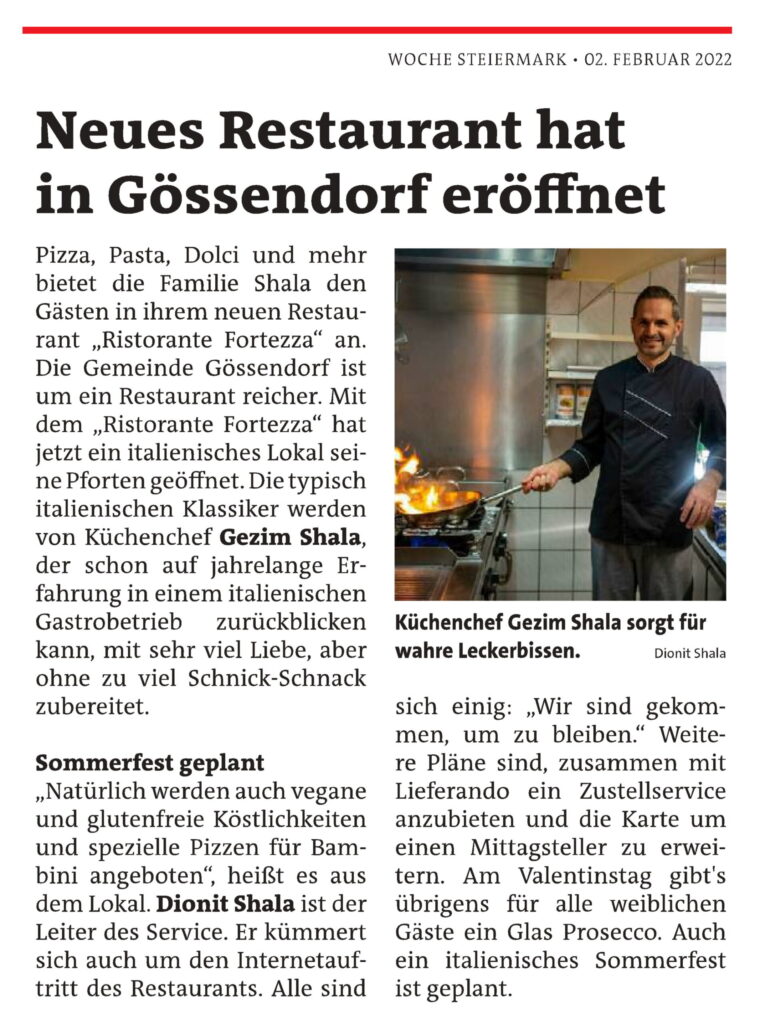 Neues Restaurant Fortezza in Gössendorf