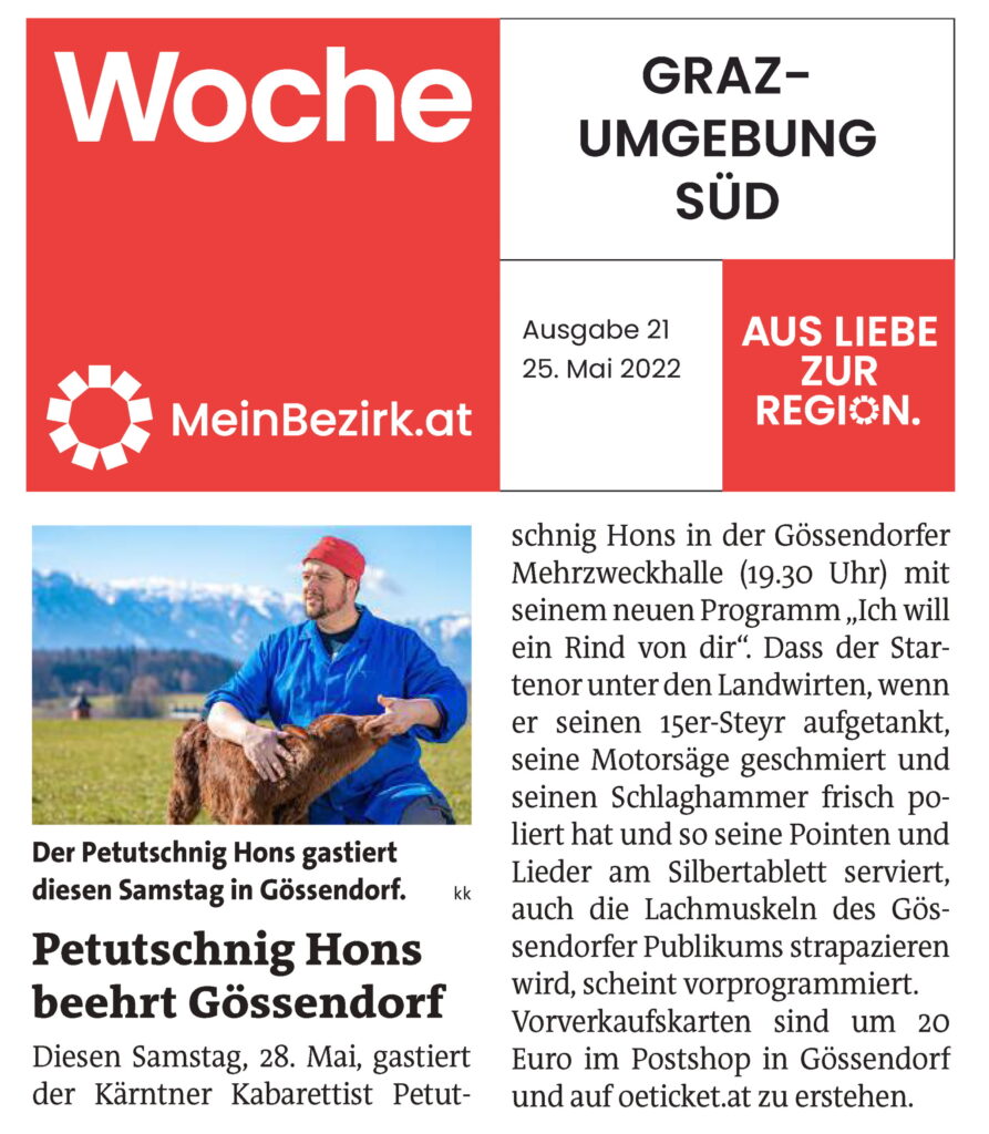 Woche GU-Süd 25. Mai – Petutschnig Hons