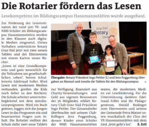 Rotarier fördern das Lesen