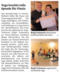 Benefiz-Yoga von Birgit Fruhmann
