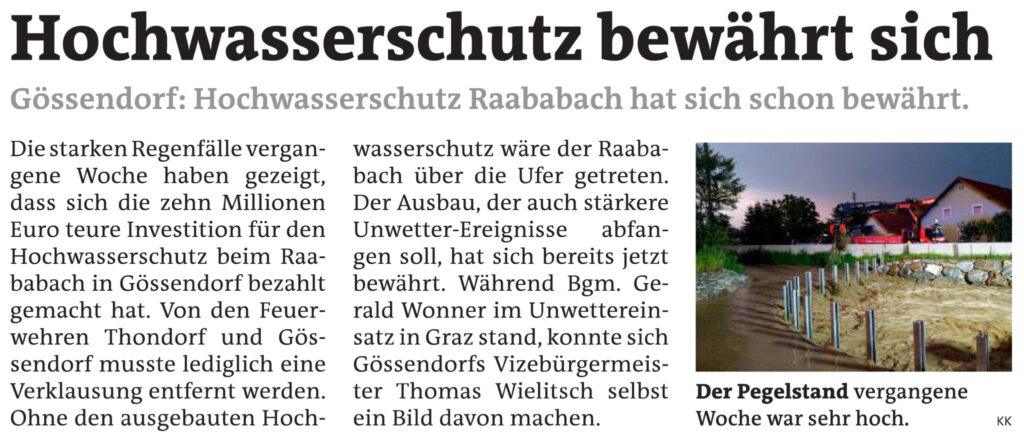 Hochwasserschutz bewährt sich