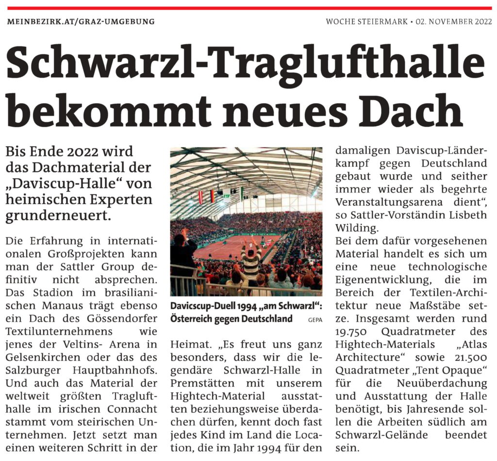 Sattler: Traglufthalle am Schwarzlsee